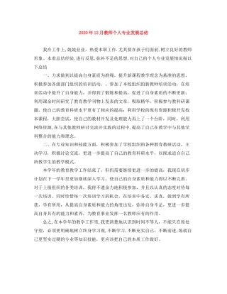 2020年12月教师个人专业发展总结