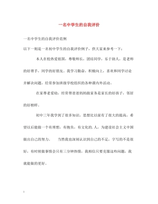 一名生的自我评价