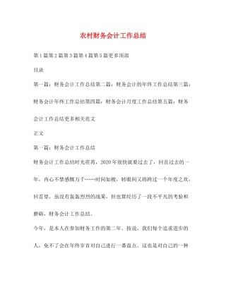 农村财务会计工作总结