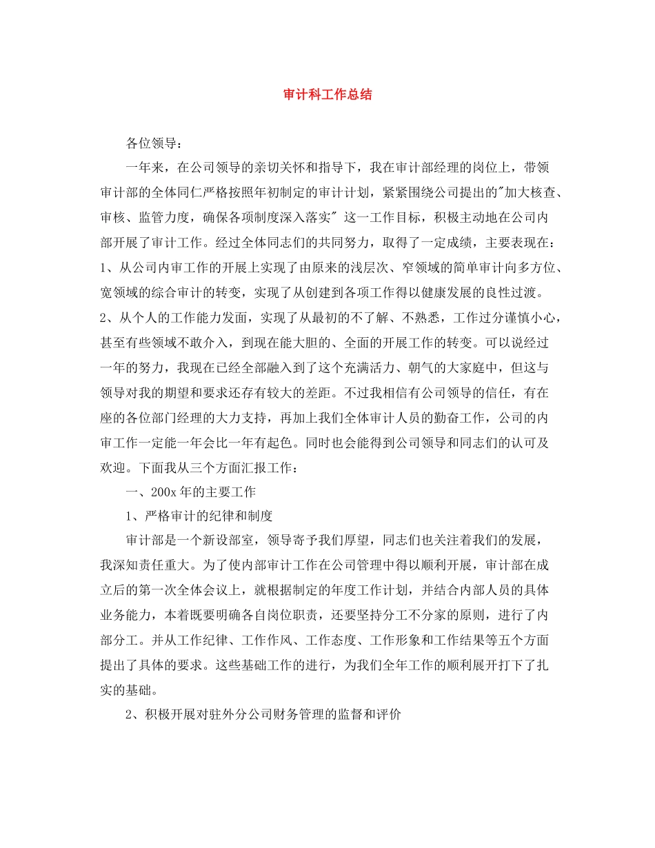 审计科工作总结_第1页