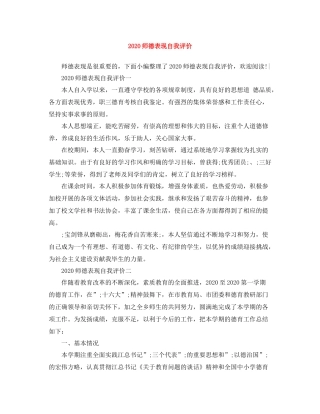 师德表现自我评价