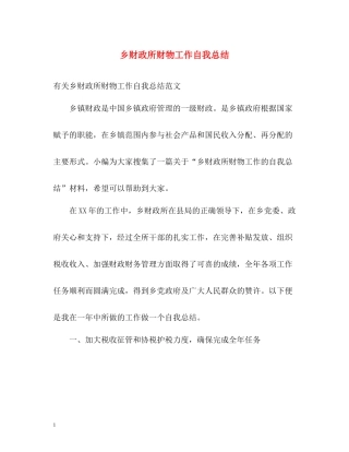 乡财政所财物工作自我总结