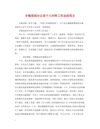 乡镇党政办公室个人年终工作总结范文