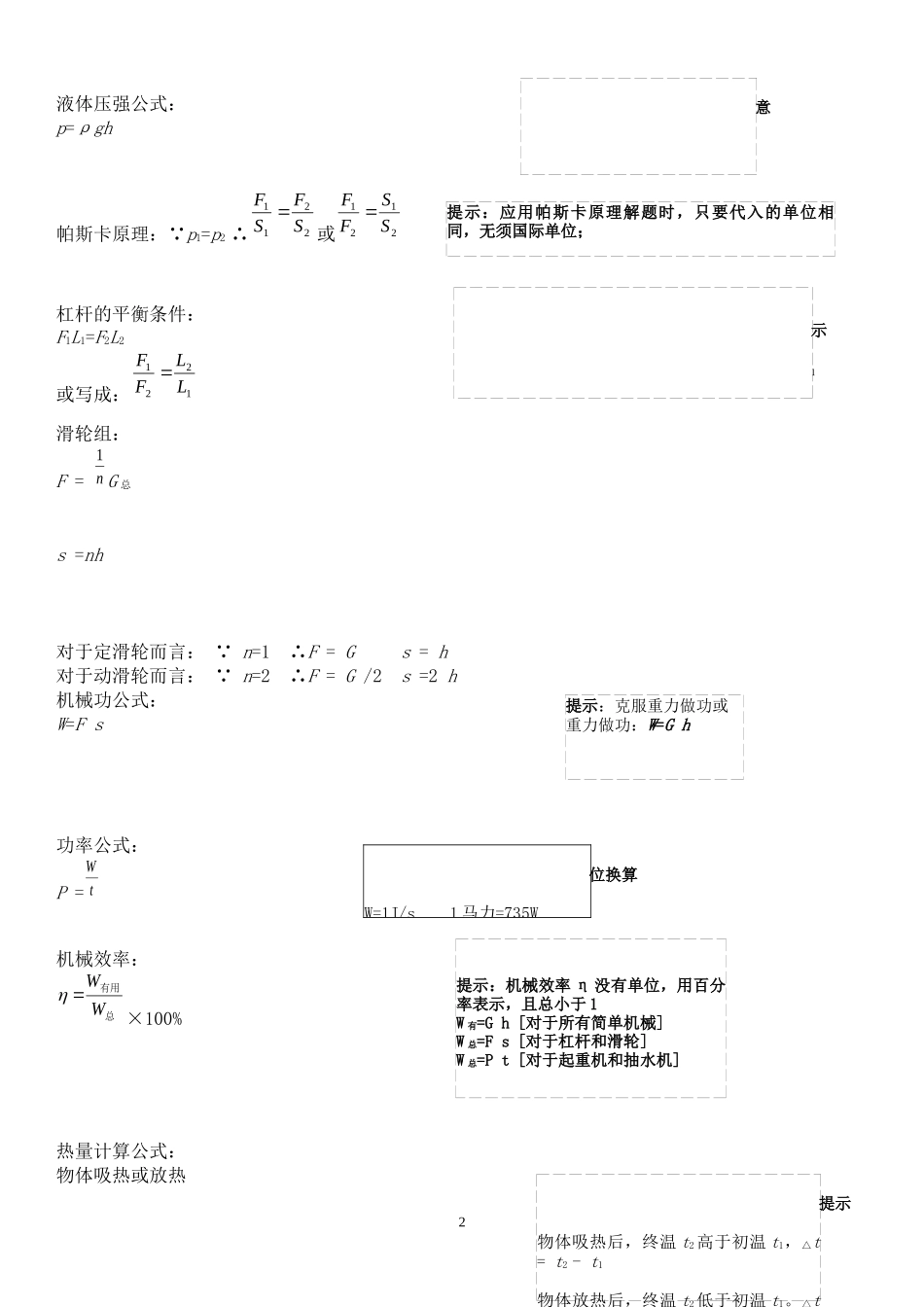 人教版_初中物理_公式大全_第2页