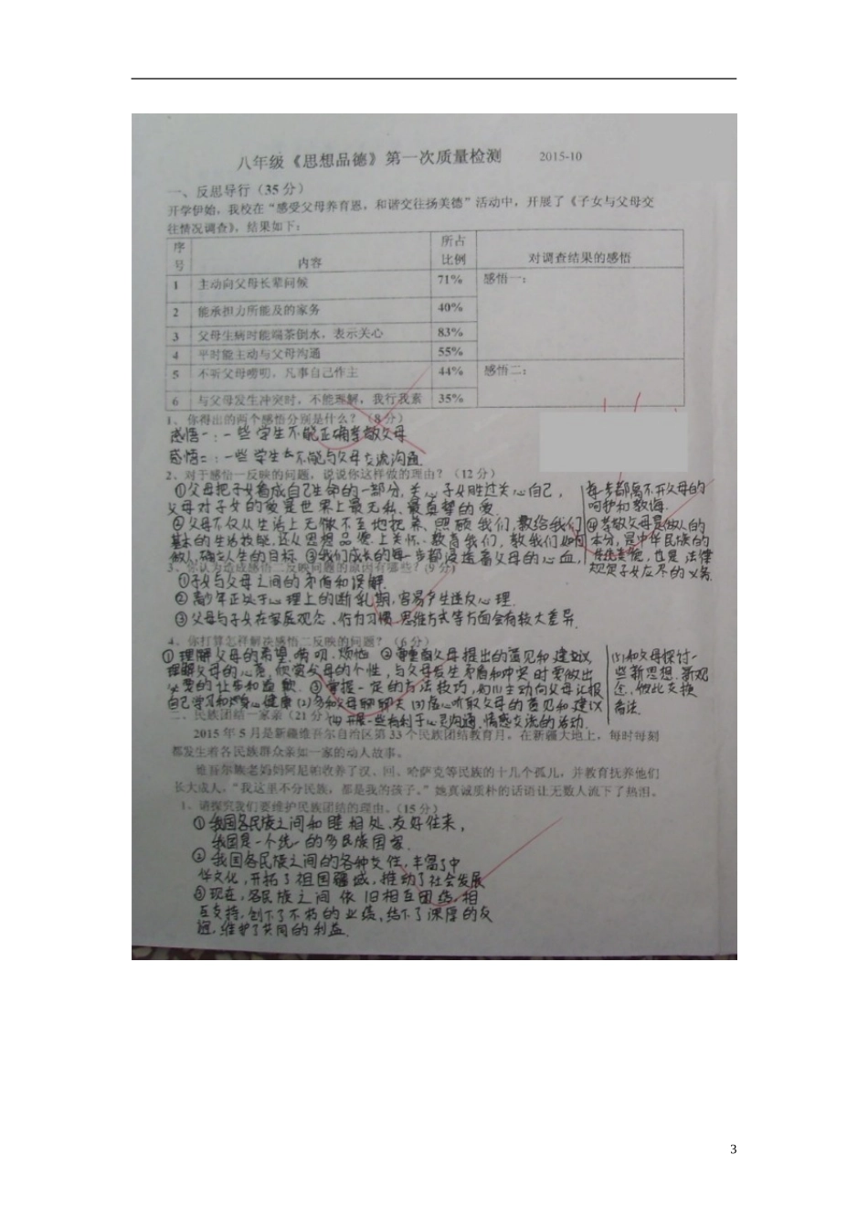 山东省诸城市树一中学2015_2016学年八年级政治上学期第一次月考试题扫描版鲁教版_第3页