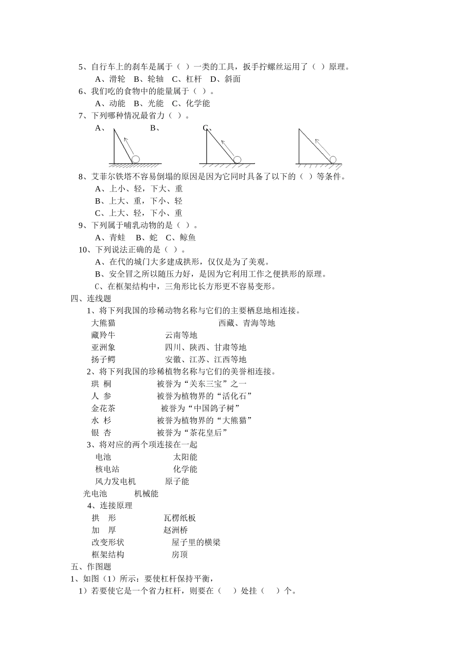 新教科版科学六年级上册期末测试卷 (3)_第2页