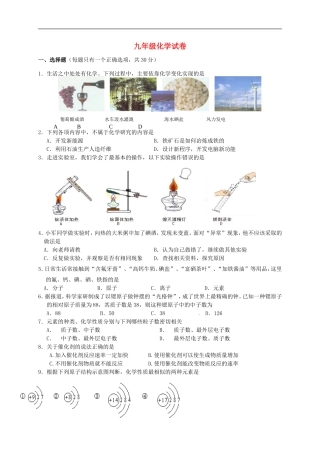 江苏省盐城市解放路实验学校2016届九年级化学上学期第一次月考试题新人教版