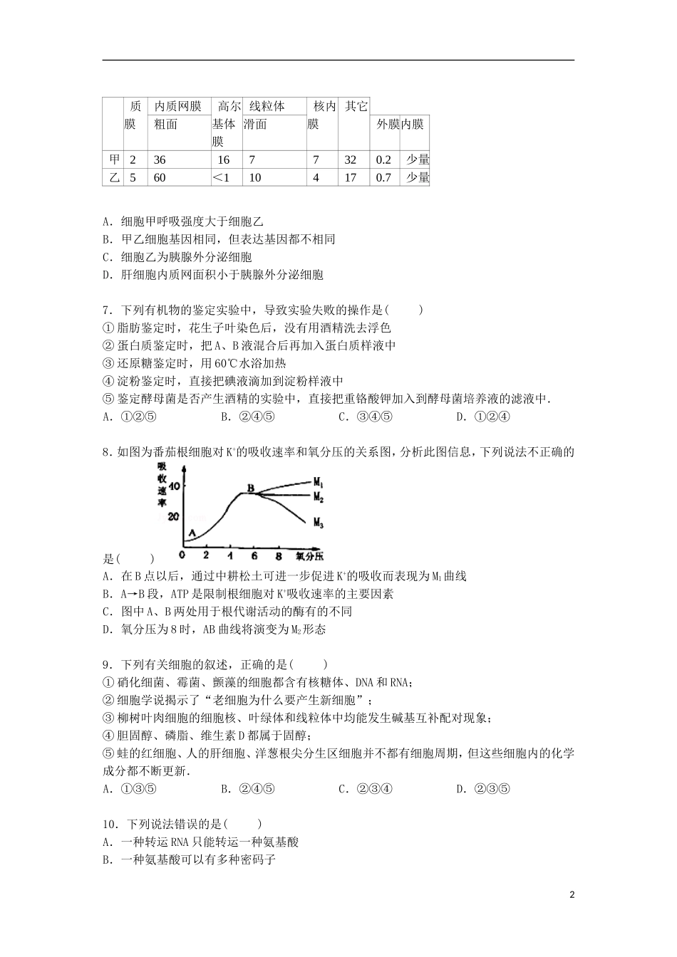 陕西省安康市汉滨高中2015届高三生物上学期第三次月考试卷含解析_第2页