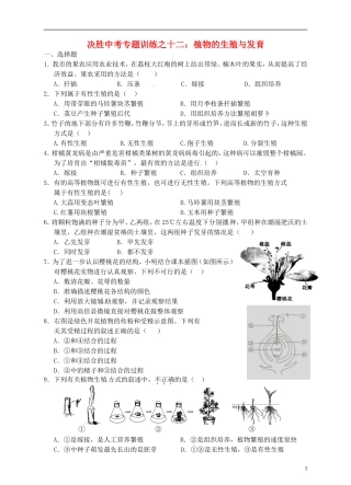 浙江省温州市平阳县鳌江镇第三中学中考科学 决胜专题训练之十二 植物的生殖与发育 浙教版