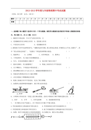 云南省水富县2013届九年级物理上学期期中试题3 新人教版