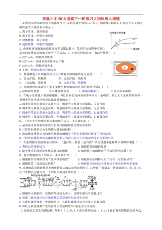福建省安溪第六中学2016届高三生物第一轮练习物质出入细胞