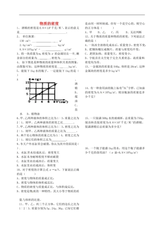 2015年秋八年级物理上册6.2物质的密度导学测评无答案新版教科版