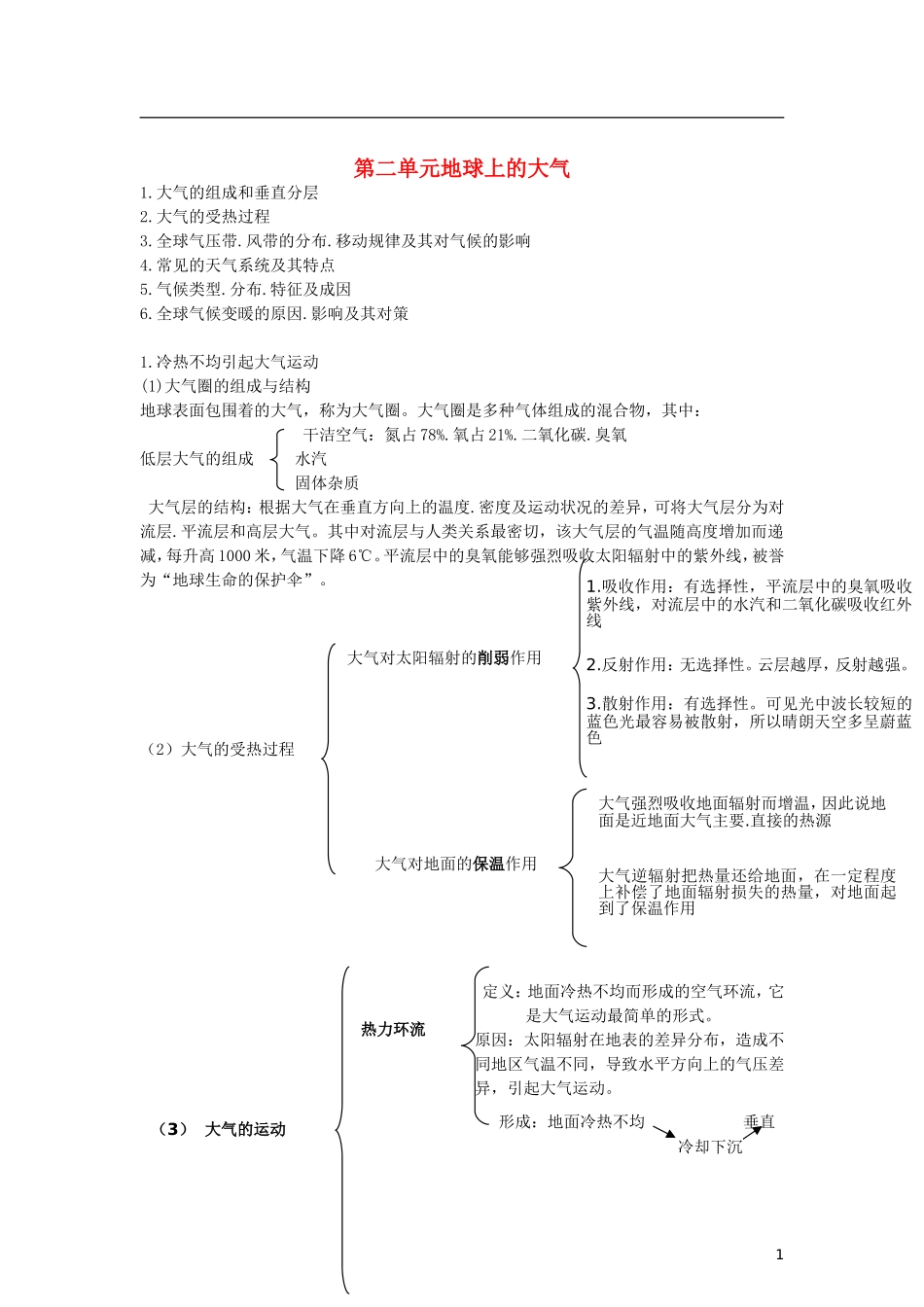 福建省古田县第一中学2013届高三地理一轮复习 地球上的大气_第1页