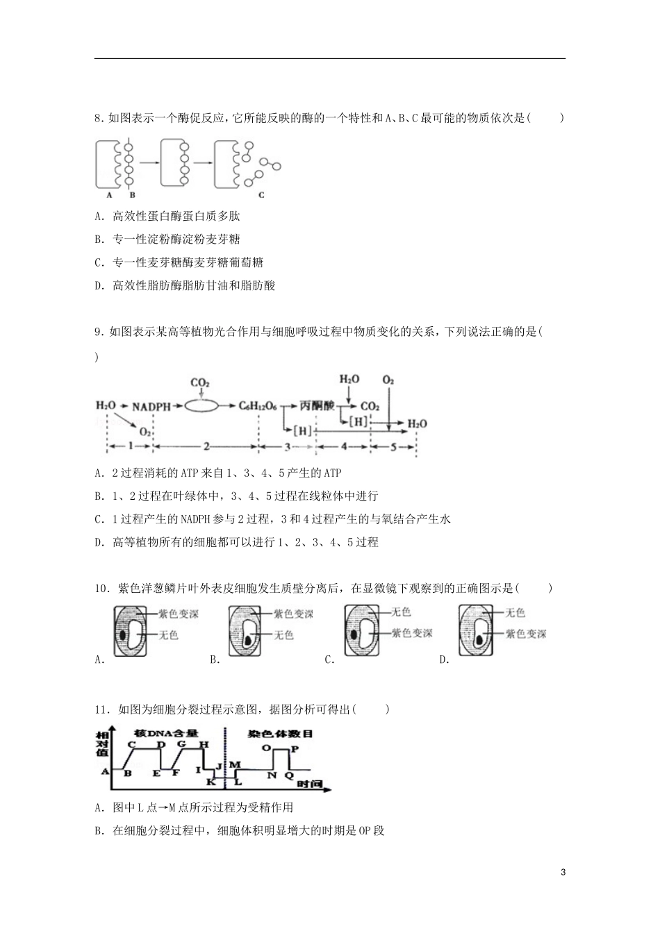 浙江省杭州市桐庐市分水高中2015届高三上学期段考生物试卷含解析_第3页