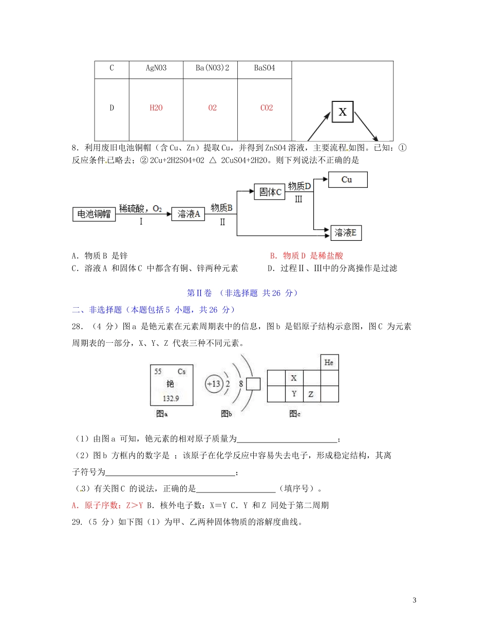 湖北省北大附中武汉为明实验学校中考化学模拟题二_第3页