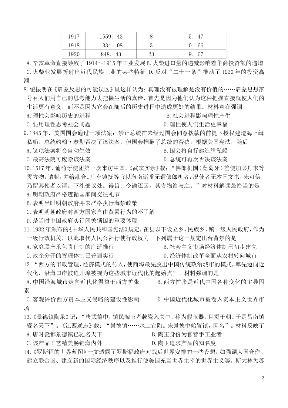 山西省山大附中2015_2016学年高三历史9月第一学期模块诊断试题_第2页