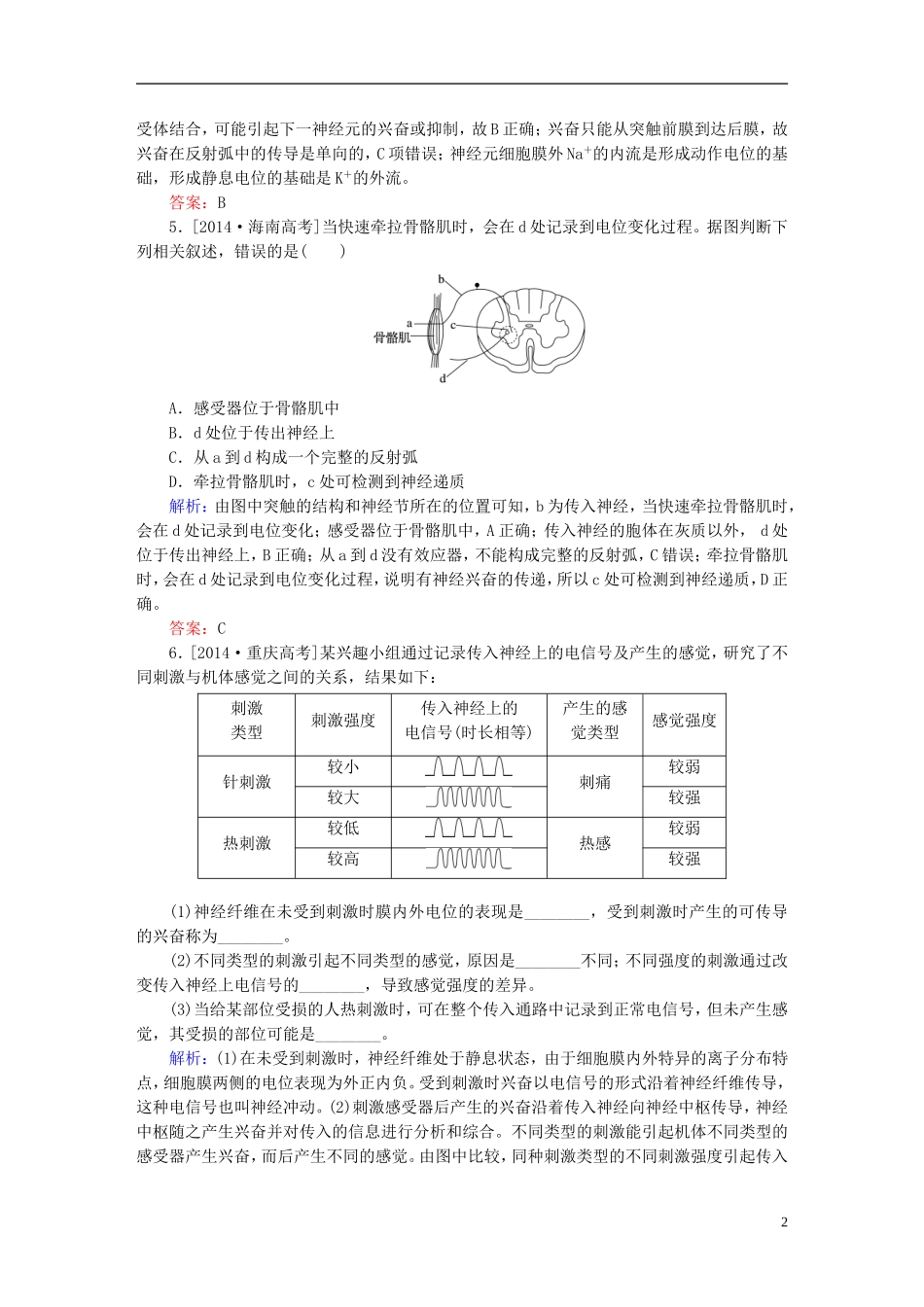 2016高三生物第一轮总复习第一编考点过关练考点28通过神经系统的调节_第2页