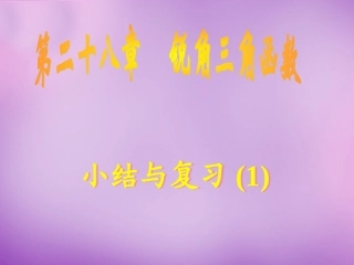 广东省惠东县教育教学研究室九年级数学下册28锐角三角函数小结与复习课件1新人教版