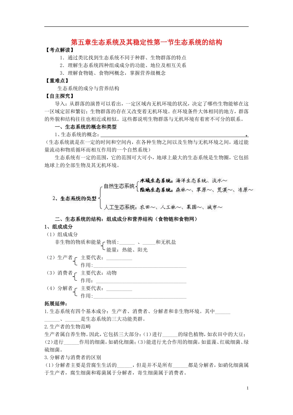 黑龙江省大庆市三十五中高中生物5.1生态系统的结构导学案无答案新人教版必修3_第1页