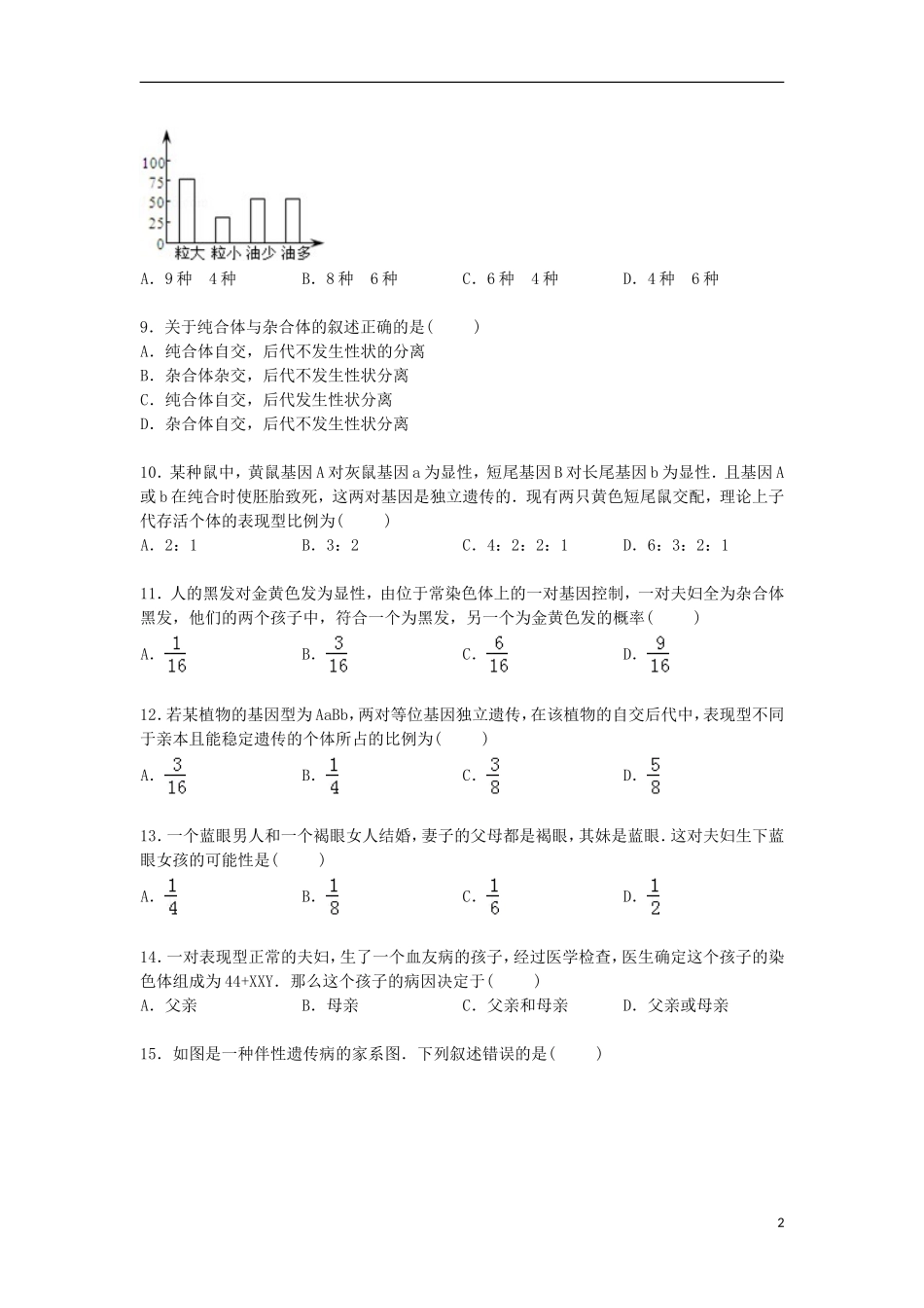 吉林省长春市榆树一中2014_2015学年高一生物下学期期中试卷含解析_第2页