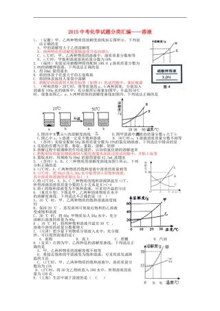 2015中考化学试题分类汇编溶液