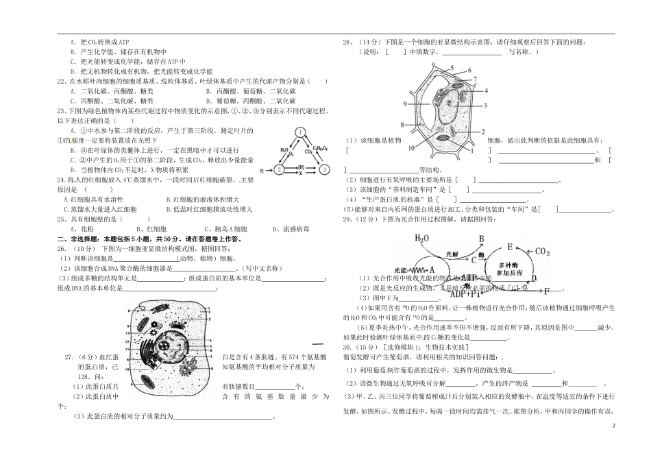 海南省华侨中学三亚学校高三生物复习测试题无答案_第2页