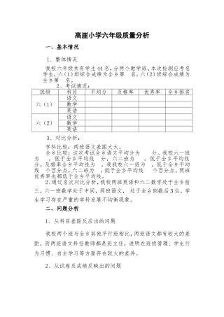 六年级抽考质量分析(3)