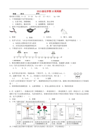 四川省成都七中育才学校2015届九年级化学下学期第10周周测试卷