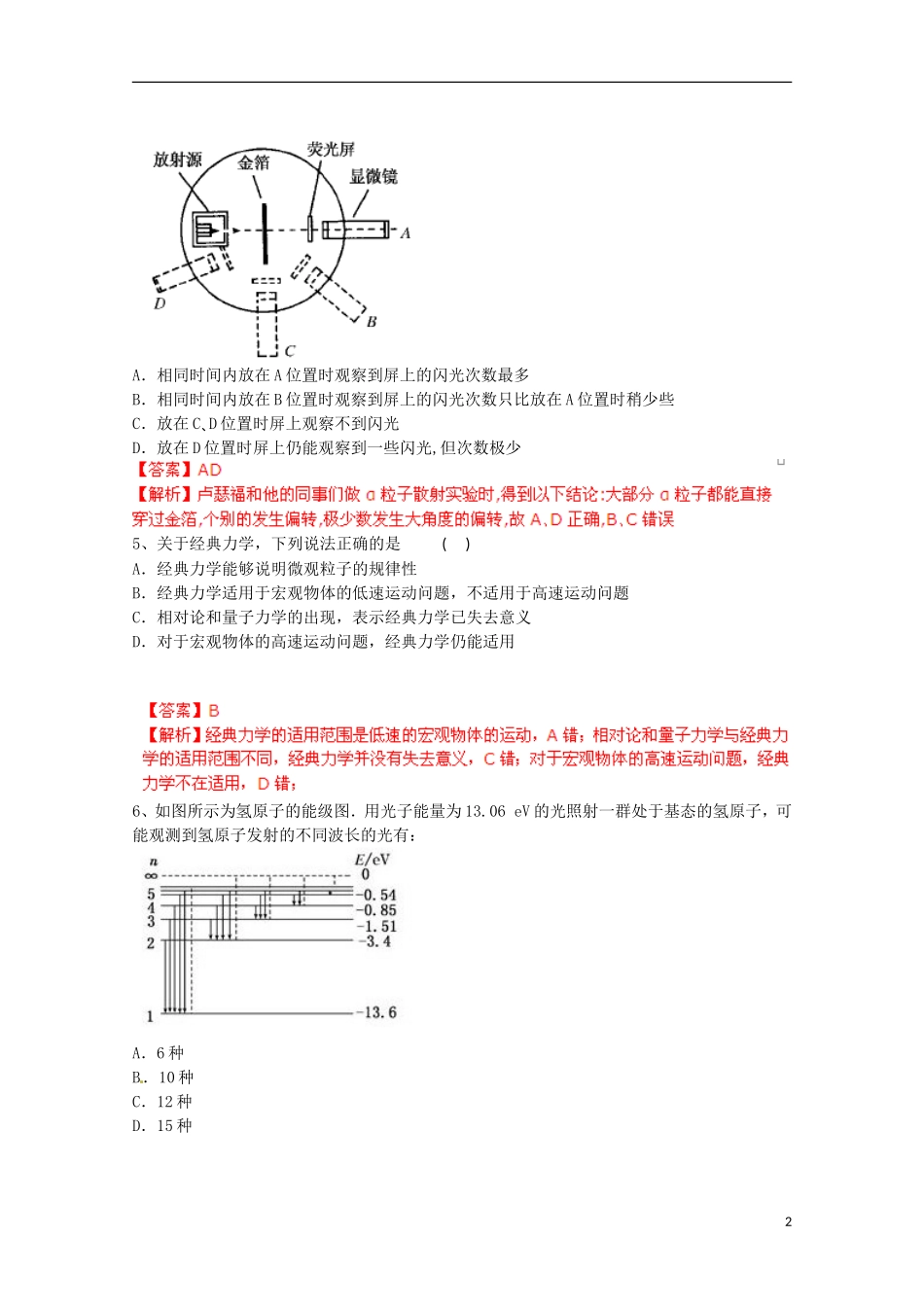 【备考宝典】2013高考物理 知识点强化 专题十六 原子结构与原子核_第2页