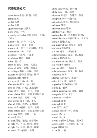 英语词汇、短语
