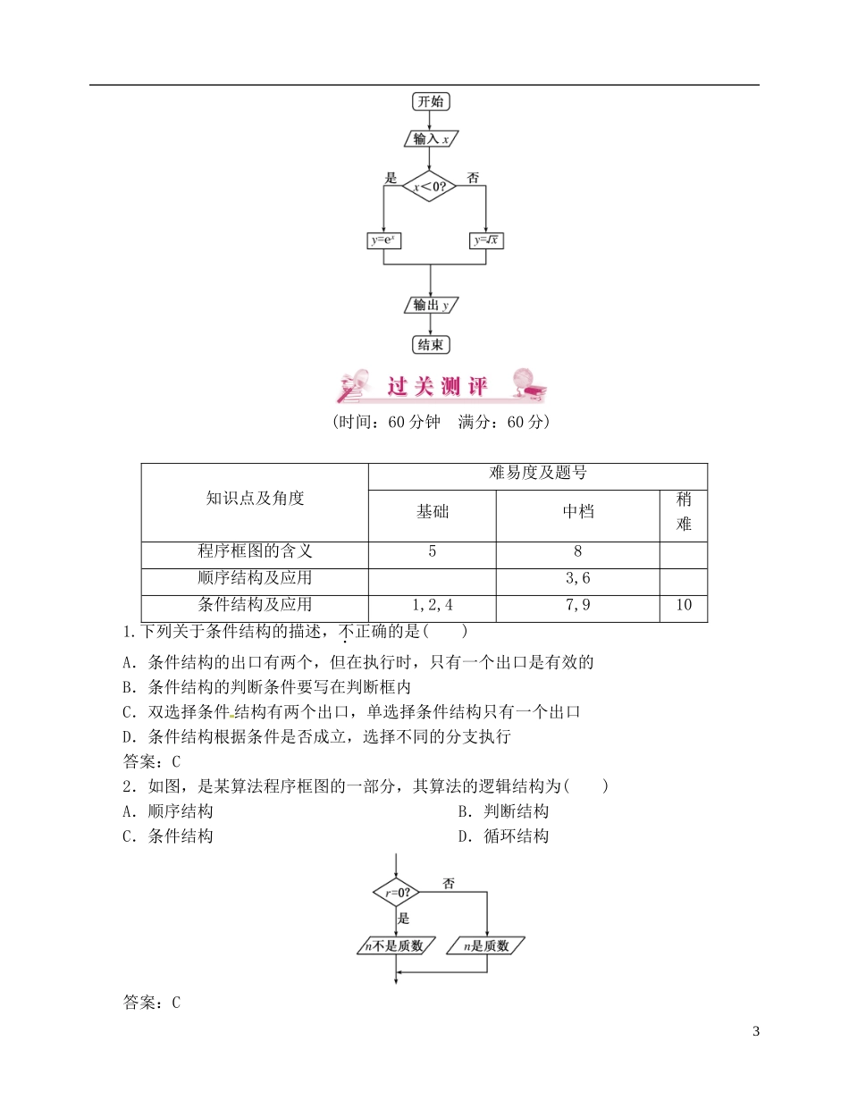 【优化指导】2013高考数学总复习 1-1-2-1 程序框图与顺序结构、条件结构 新人教A版_第3页