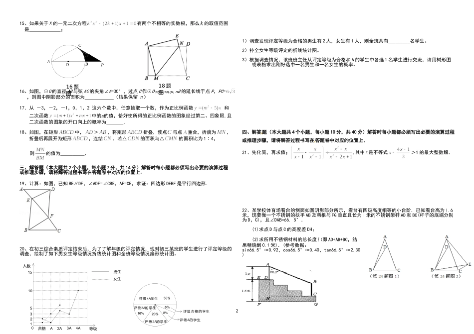 初三级月考试题一_第2页