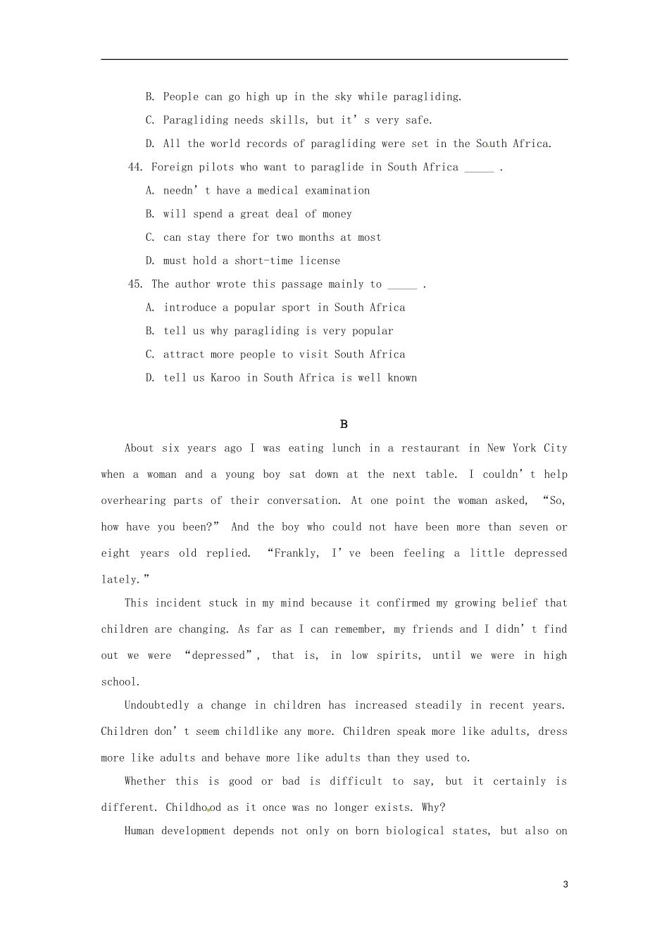 2013届高三英语二星级阶梯阅读练习5_第3页