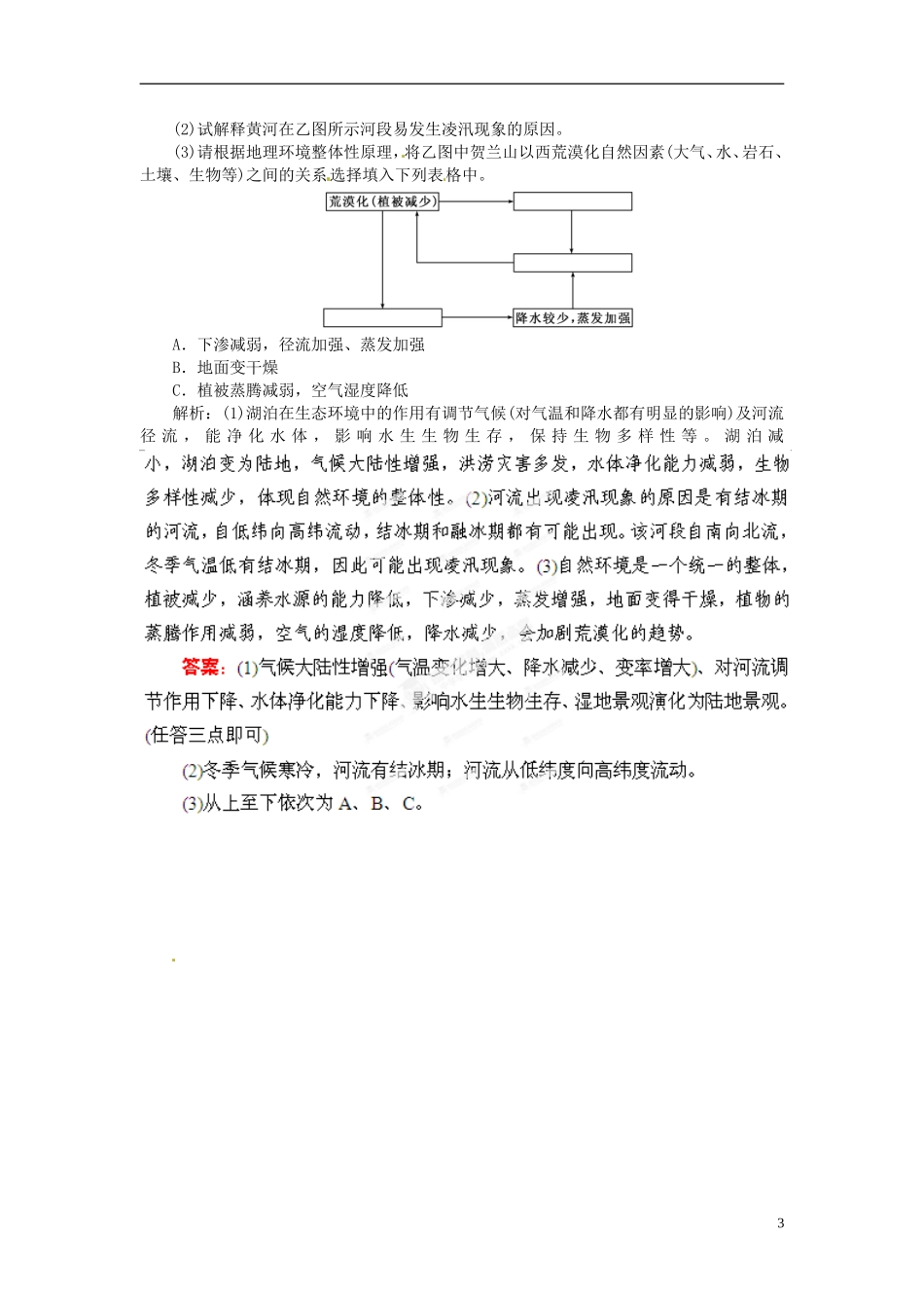 【优化指导】2013高考地理总复习 自然地理 3-1 自然地理 要素变化与环境变迁 自然地理 环境的 整体性 湘教版_第3页