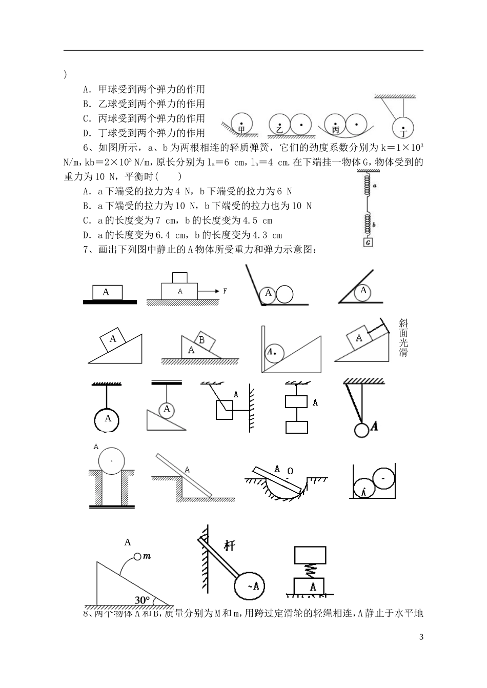 江苏省江阴市高一物理《弹力》习题课 新人教版_第3页