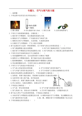 湖北省孝感市孝南区肖港镇肖港初级中学中考化学专题复习九空气与氧气练习题无答案