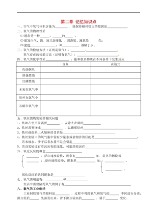江苏省常州市溧阳市周城初级中学九年级化学第二章记忆知识点沪科版