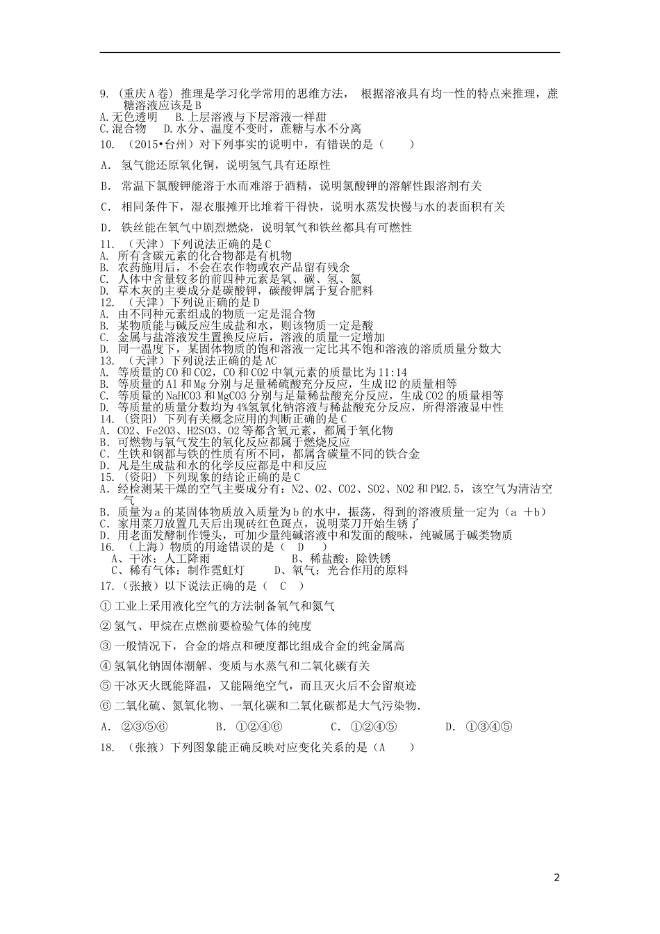 2015中考化学试题分类汇编叙述及综合题_第2页