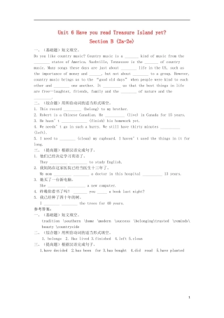 金识源2015秋八年级英语上册Unit6HaveyoureadTreasureIslandyet第5课时习题鲁教版五四制