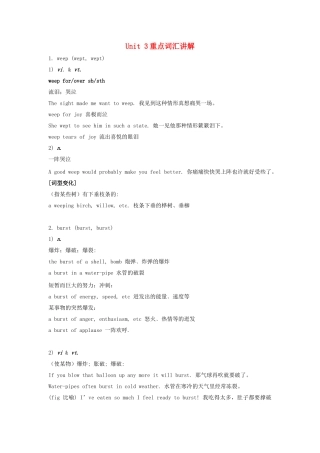 英语周报2015年高中英语Unit3Protectingourselves重点词汇讲解练习牛津译林版选修10