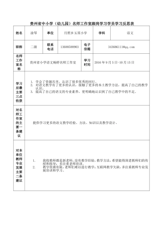 涂琴学员学习反思表