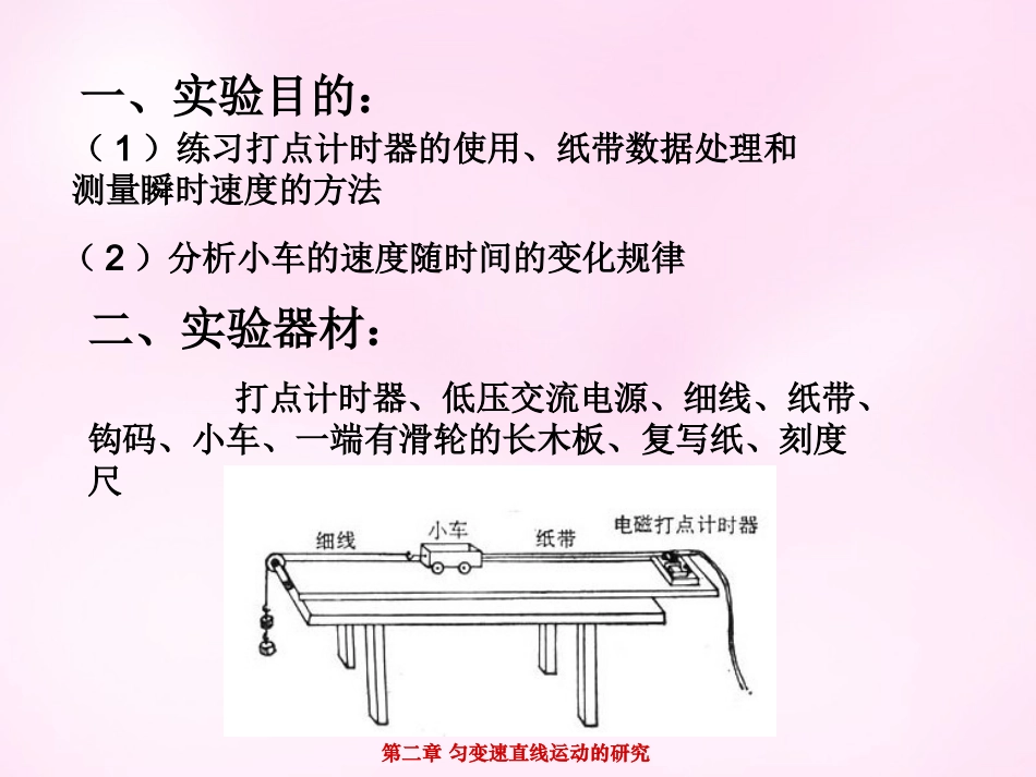 江西省永丰中学高中物理2.1实验：探究小车速度随时间变化的规律课件新人教版必修1_第2页