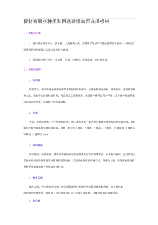 板材有哪些种类和用途