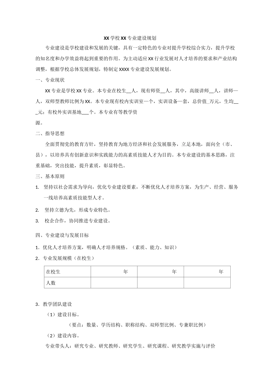 学校XX专业建设规划_第1页