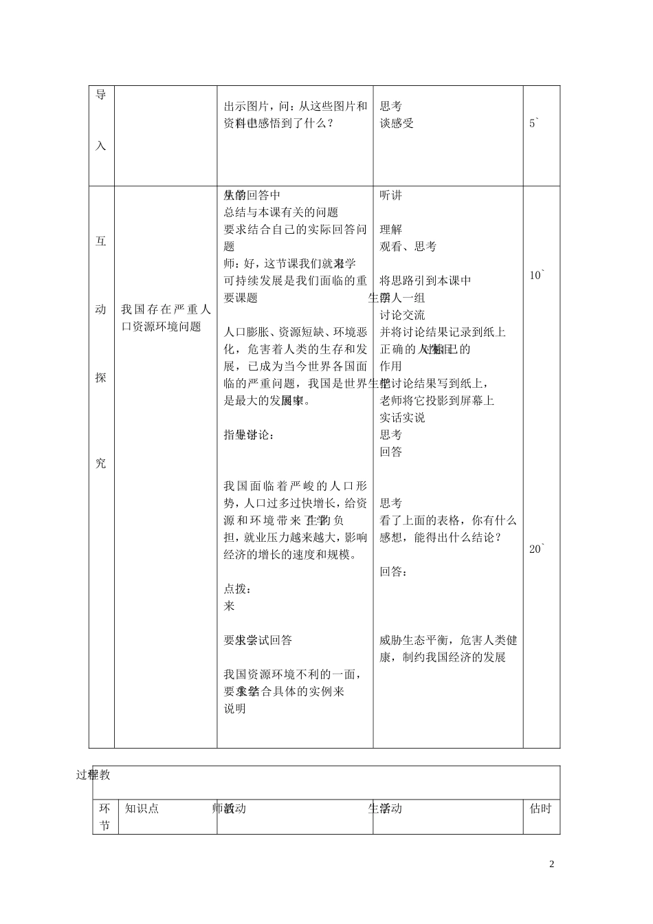 九年级政治全册第八课第1框可持续发展我们面临的重要课题教案鲁教版_第2页