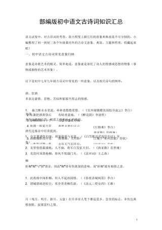 部编版初中语文古诗词知识汇总