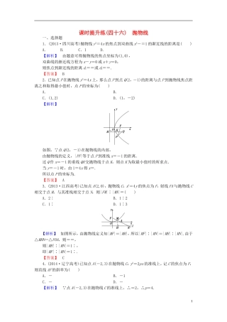 高考总动员2016届高考数学大一轮复习第8章第7节抛物线课时提升练文新人教版