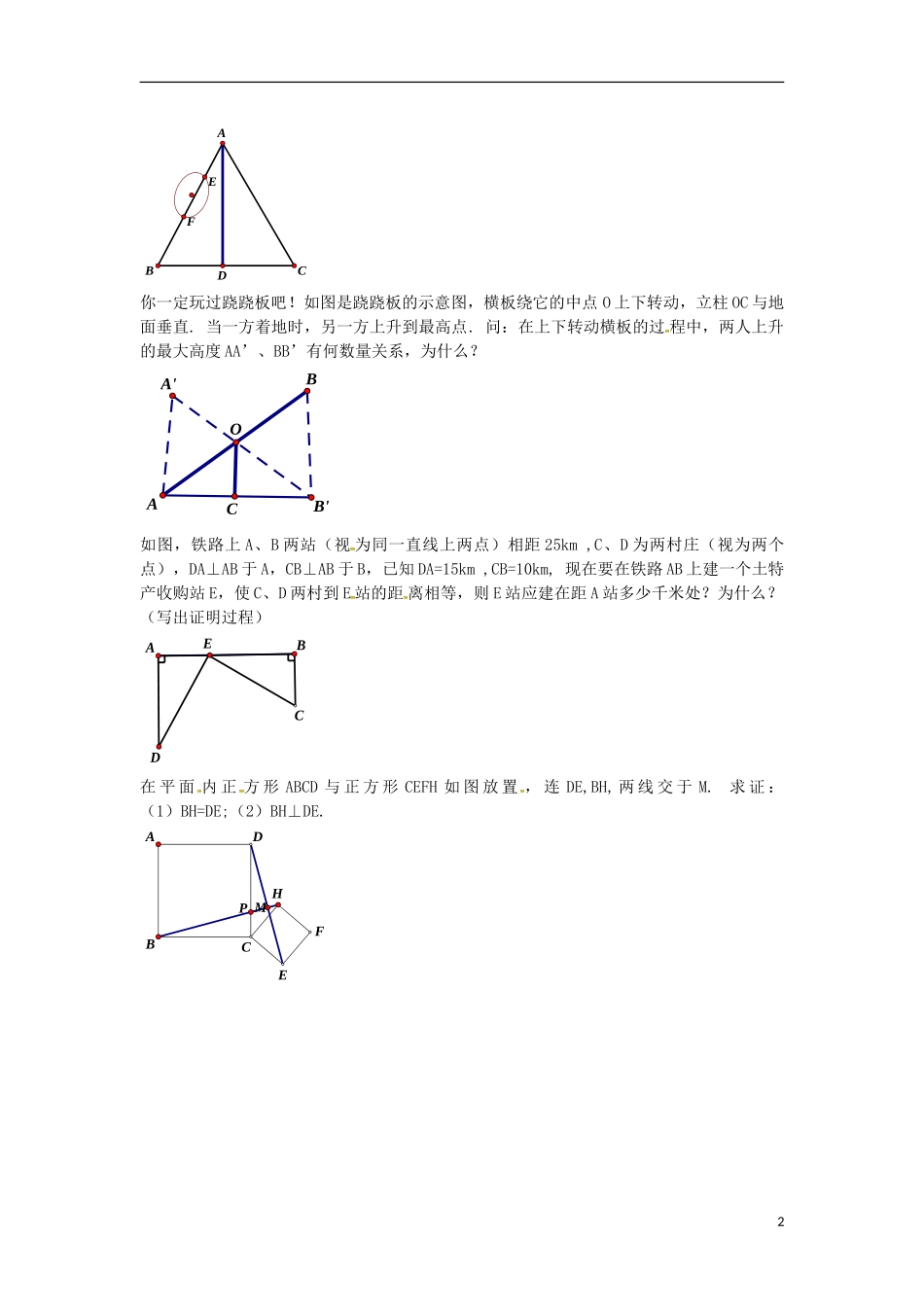 辽宁省大连市第二十九中学八年级数学上册12.1全等三角形的判定专项练习3无答案新人教版_第2页
