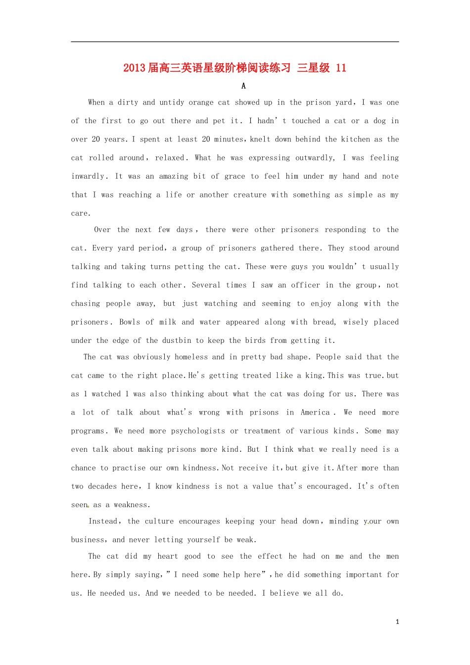 2013届高三英语三星级阶梯阅读练习11_第1页