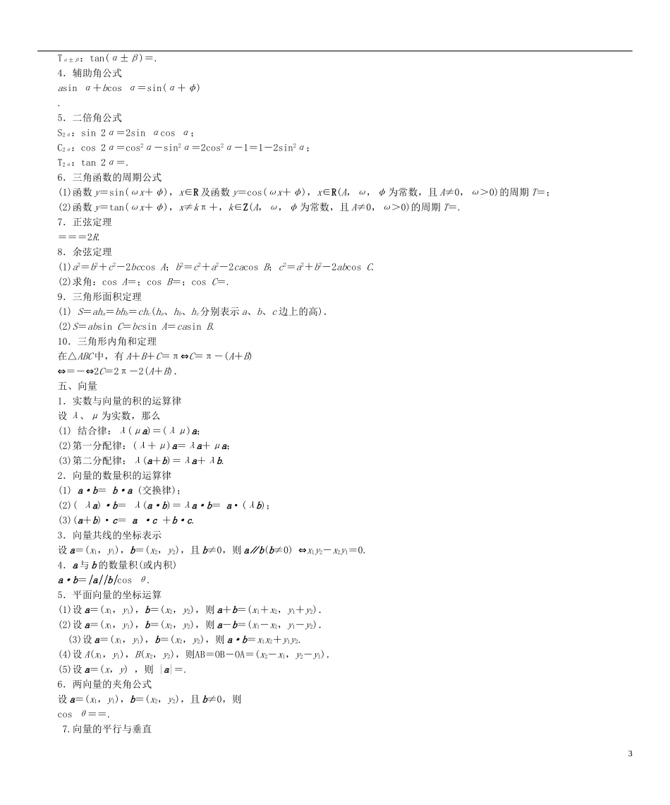 高考总动员2016届高考数学大一轮复习高中数学常用公式及常用结论文新人教版_第3页
